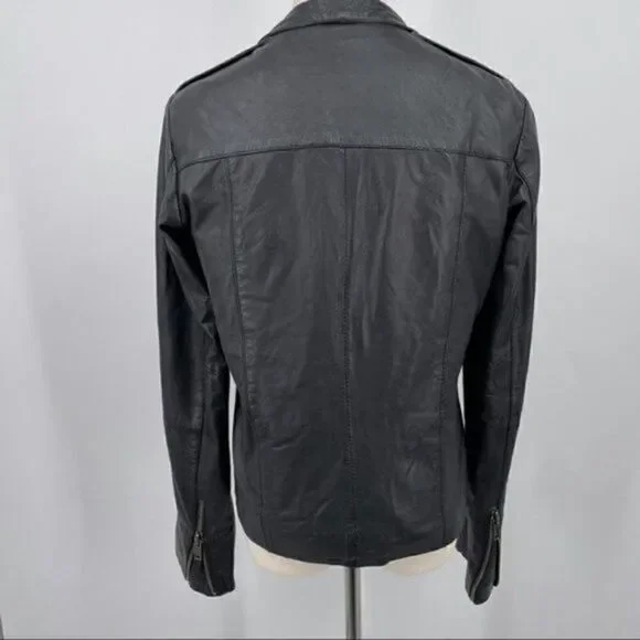Topshop Boutique shrunken leather biker jacket size 2 BoxM